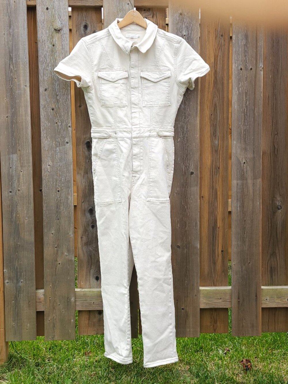 Good American Fit For Success Jumpsuit in a white wash/BONE 001 Size 3